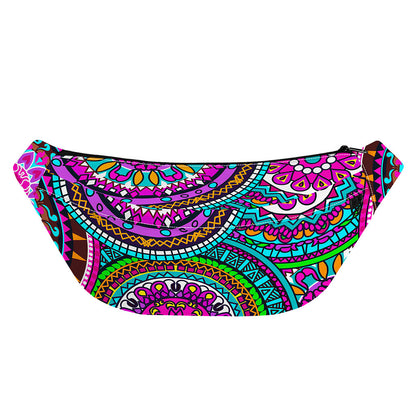 Purple Teal Circle Mandala Print Fanny Pack