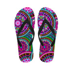 Purple Teal Circle Mandala Print Flip Flops