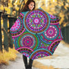 Purple Teal Circle Mandala Print Foldable Umbrella