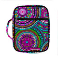 Purple Teal Circle Mandala Print Front Pocket Bible Bag
