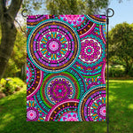 Purple Teal Circle Mandala Print Garden Flag
