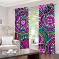 Purple Teal Circle Mandala Print Grommet Curtains