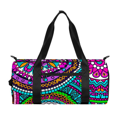 Purple Teal Circle Mandala Print Gym Bag