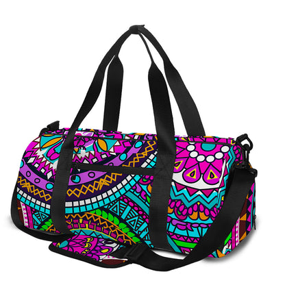 Purple Teal Circle Mandala Print Gym Bag