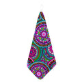 Purple Teal Circle Mandala Print Hand Towel