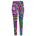 Purple Teal Circle Mandala Print High-Waisted Pocket Leggings