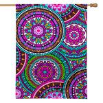 Purple Teal Circle Mandala Print House Flag