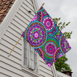 Purple Teal Circle Mandala Print House Flag