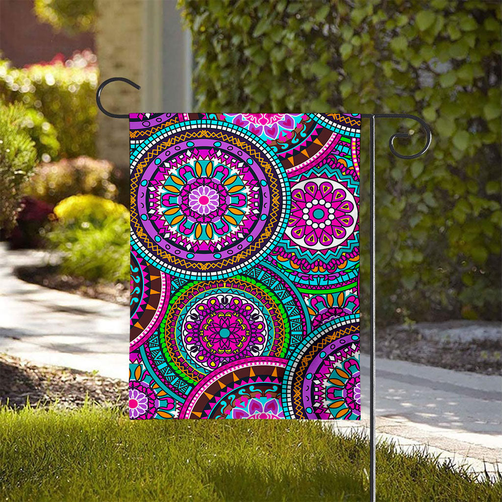 Purple Teal Circle Mandala Print House Flag