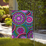 Purple Teal Circle Mandala Print House Flag