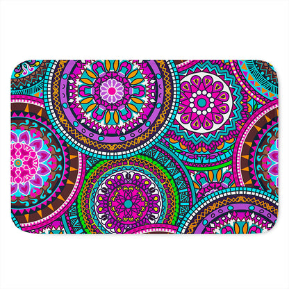 Purple Teal Circle Mandala Print Indoor Door Mat