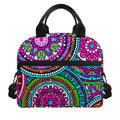 Purple Teal Circle Mandala Print Insulated Lunch Bag