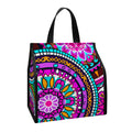 Purple Teal Circle Mandala Print Insulated Lunch Tote