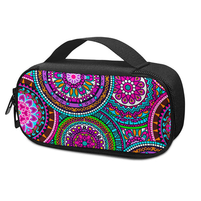 Purple Teal Circle Mandala Print Insulin Cooler Travel Case