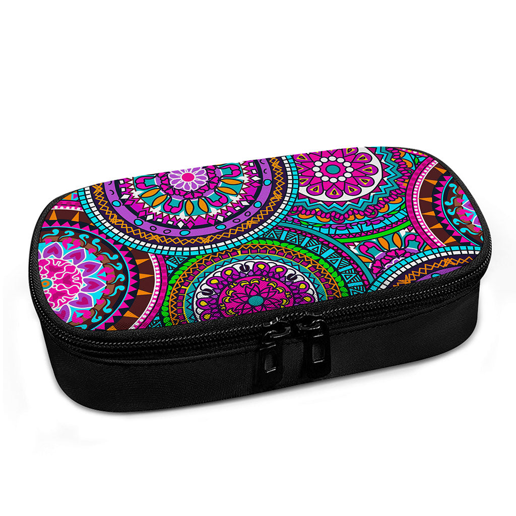 Purple Teal Circle Mandala Print Insulin Cooler Travel Case