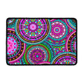 Purple Teal Circle Mandala Print Kitchen Mat
