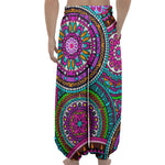 Purple Teal Circle Mandala Print Lantern Pants