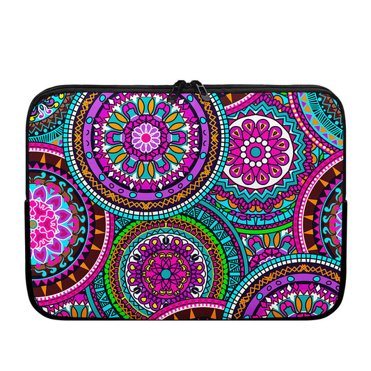 Purple Teal Circle Mandala Print Laptop Sleeve