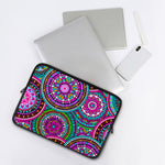 Purple Teal Circle Mandala Print Laptop Sleeve