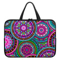 Purple Teal Circle Mandala Print Laptop Sleeve With Handle