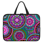 Purple Teal Circle Mandala Print Laptop Sleeve With Handle