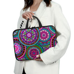 Purple Teal Circle Mandala Print Laptop Sleeve With Handle