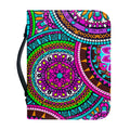 Purple Teal Circle Mandala Print Leather Bible Cover