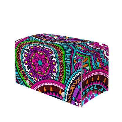 Purple Teal Circle Mandala Print Leather Tissue Box Cover