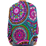 Purple Teal Circle Mandala Print Long Sleeve Baseball Jersey