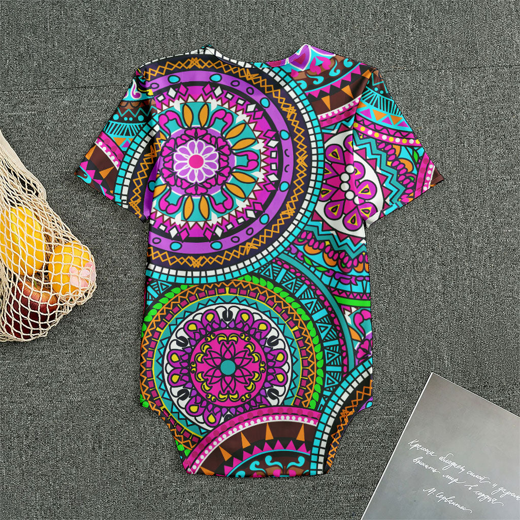 Purple Teal Circle Mandala Print Men's Bodysuit