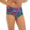 Purple Teal Circle Mandala Print Men's Briefs