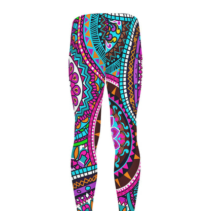 Purple Teal Circle Mandala Print Men's leggings