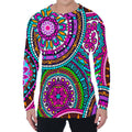 Purple Teal Circle Mandala Print Men's Long Sleeve T-Shirt