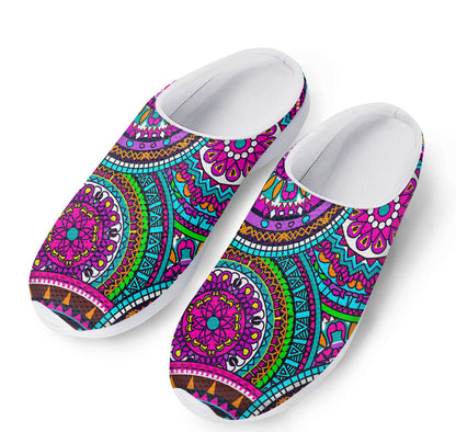 Purple Teal Circle Mandala Print Mesh Casual Shoes