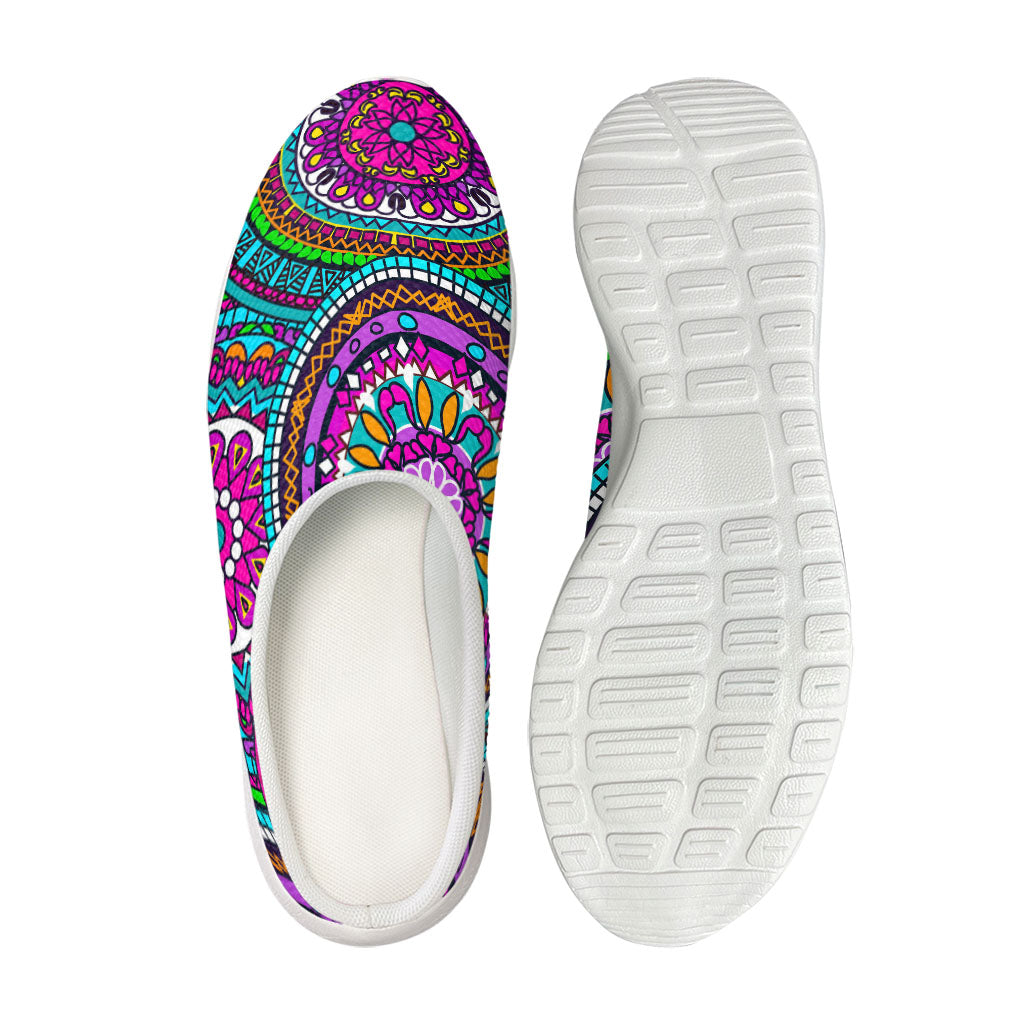 Purple Teal Circle Mandala Print Mesh Casual Shoes