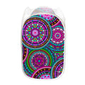 Purple Teal Circle Mandala Print Mesh Laundry Hamper