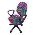 Purple Teal Circle Mandala Print Office Chair Cover