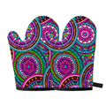 Purple Teal Circle Mandala Print Oven Mitts