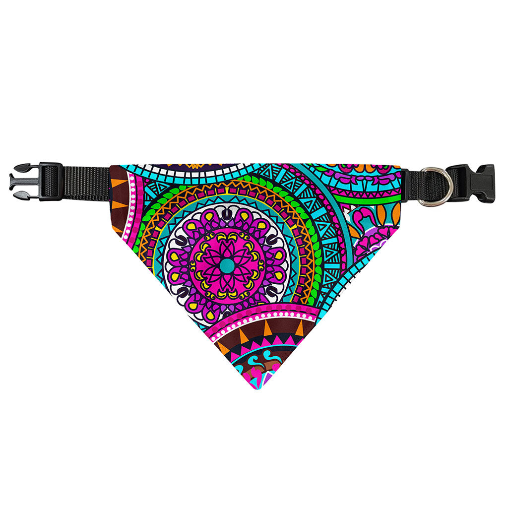 Purple Teal Circle Mandala Print Over The Collar Dog Bandana