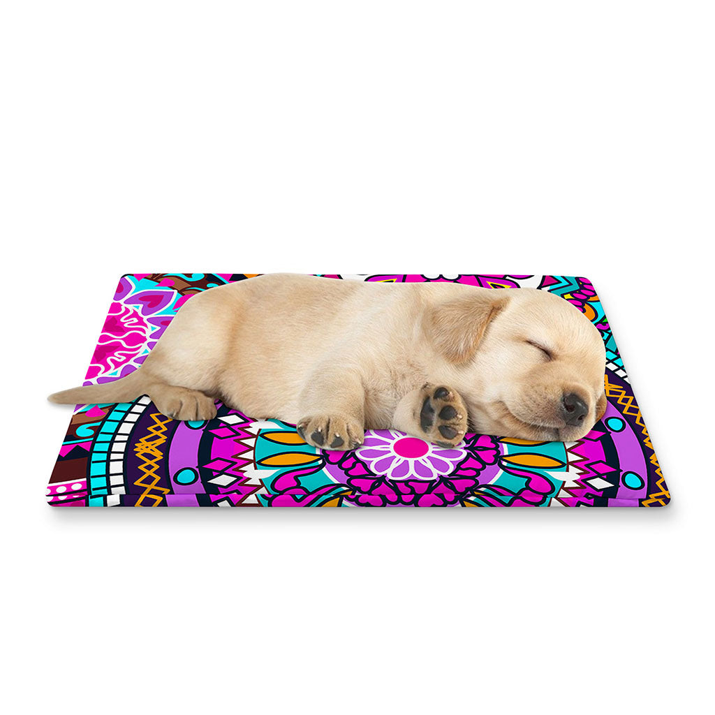 Purple Teal Circle Mandala Print Pet Cooling Mat Cover