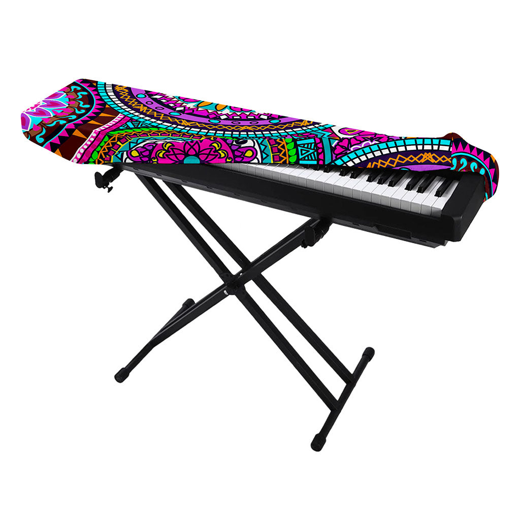 Purple Teal Circle Mandala Print Piano Keyboard Cover