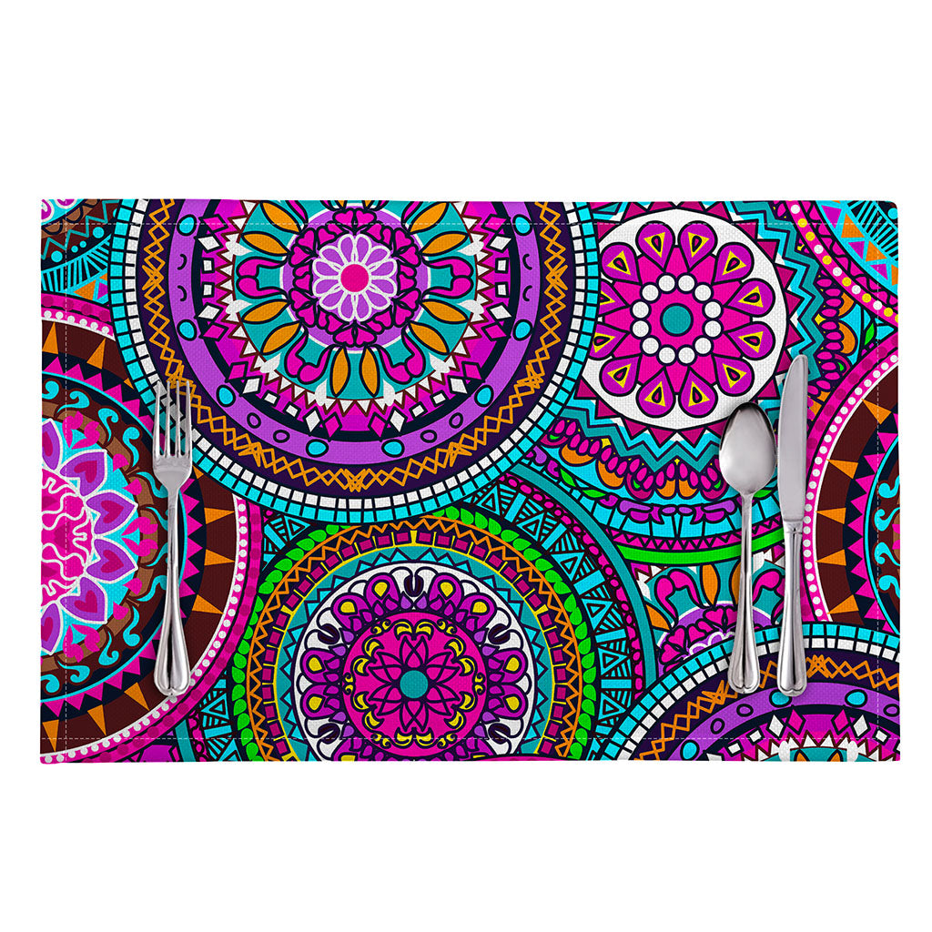 Purple Teal Circle Mandala Print Placemat