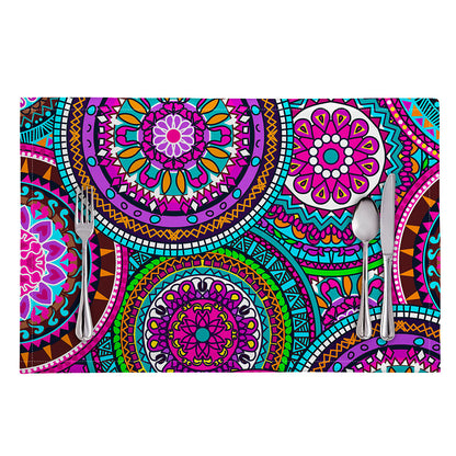 Purple Teal Circle Mandala Print Placemat