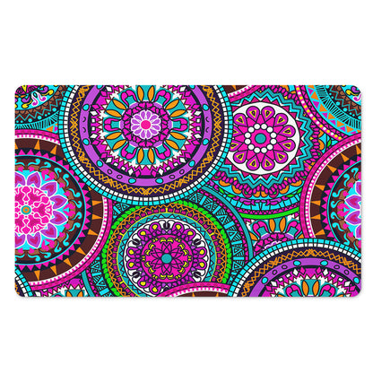 Purple Teal Circle Mandala Print Polyester Doormat