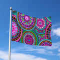 Purple Teal Circle Mandala Print Polyester Flag