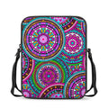 Purple Teal Circle Mandala Print Rectangular Crossbody Bag