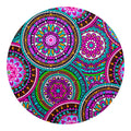 Purple Teal Circle Mandala Print Round Blanket