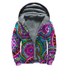 Purple Teal Circle Mandala Print Sherpa Lined Zip Up Hoodie