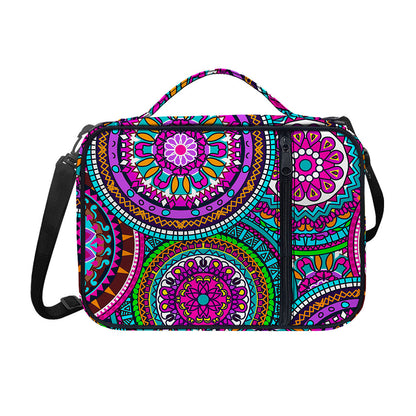 Purple Teal Circle Mandala Print Shoulder Strap Bible Bag