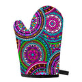 Purple Teal Circle Mandala Print Single Oven Mitt